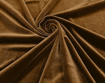 Camel 60" Wide 90% Polyester 10 percent Spandex Stretch Velvet Fabric for Sewing Apparel Costumes Craft, Sold By The Yard.