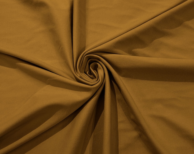 Mustard Stretch Ponte De Roma 320 GSM Knit Poly Rayon Fabric by the Yard.