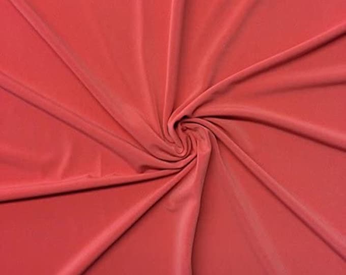 Coral 58" Wide ITY Fabric Polyester Knit Jersey 2 Way  Stretch Spandex Sold By The Yard.