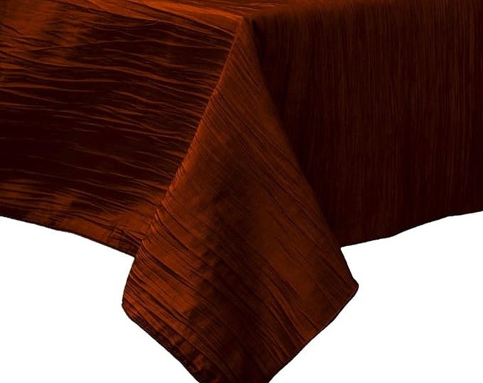 Burgundy Square Light Weight Accordion Design Crushed Taffeta Seamless Table Overlay