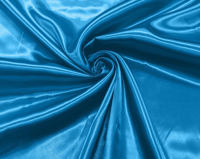 Ocean Blue Shiny Charmeuse Satin Fabric for Wedding Dress/Crafts Costumes/58” Wide /Silky Satin