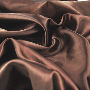 Brown Charmeuse Bridal Solid Satin Fabric for Wedding Dress Fashion Crafts Costumes Decorations Silky Satin 58” Wide Sold By The Yard.