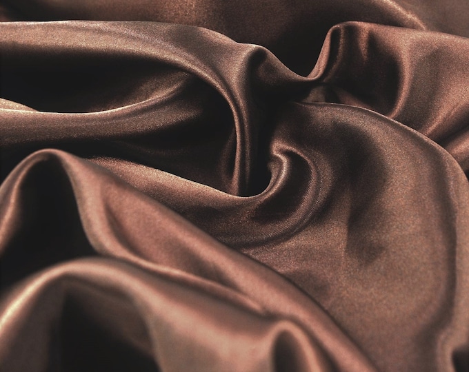 Brown Charmeuse Bridal Solid Satin Fabric for Wedding Dress Fashion Crafts Costumes Decorations Silky Satin 58” Wide Sold By The Yard.