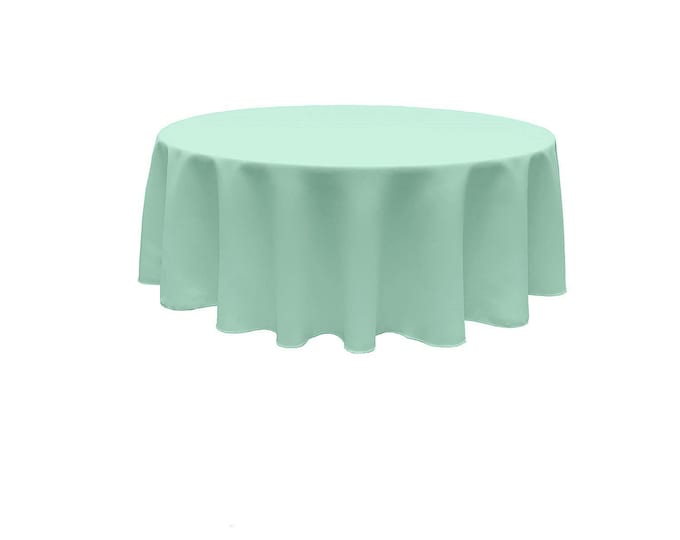 Ice Mint - Solid Round Polyester Poplin Tablecloth Seamless.