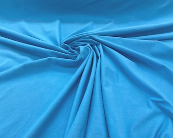 Aqua Blue 58/60" Wide  Cotton Jersey Spandex Knit Blend 95% Cotton 5 percent Spandex/Stretch Fabric/Costume