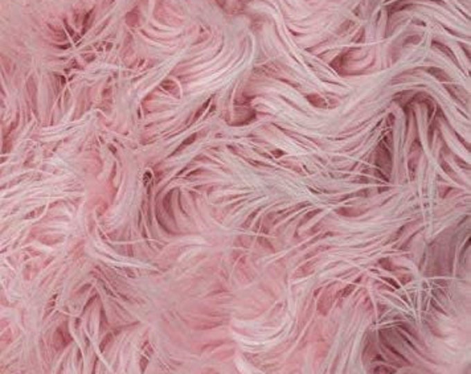 Mongolian Faux Fur Fabric by the Yard Pink