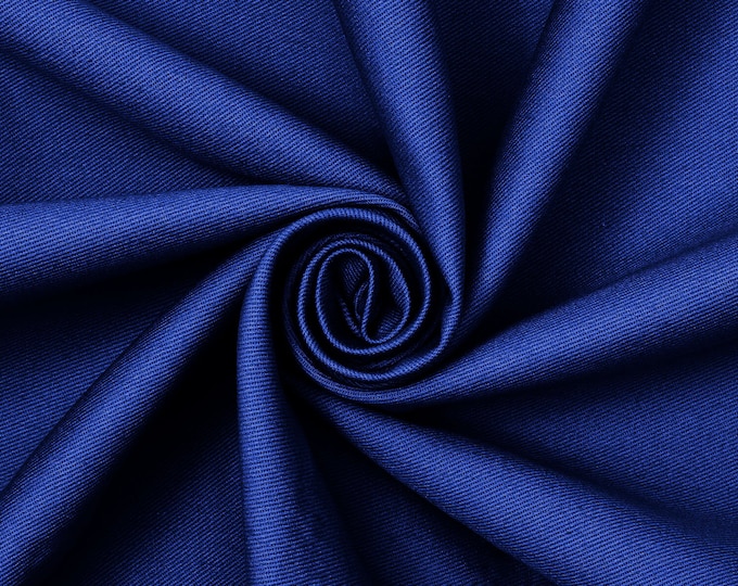 Royal Blue Cotton Twill Fabric | 58'' Wide/Cotton/Medium Weight/Clothing/Denim/Dress | Jackets/Pants/Weave