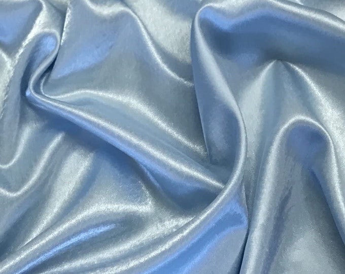 Sky Blue Crepe Back Satin Bridal Fabric Draper-Prom-wedding-nightgown- Soft 58"-60" Inches Sold by The Yard.