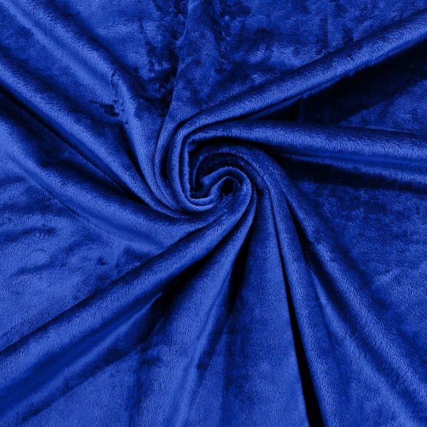 Royal Blue Minky Smooth Soft Solid Plush Faux Fake Fur Fabric Polyester- Sold by the yard.