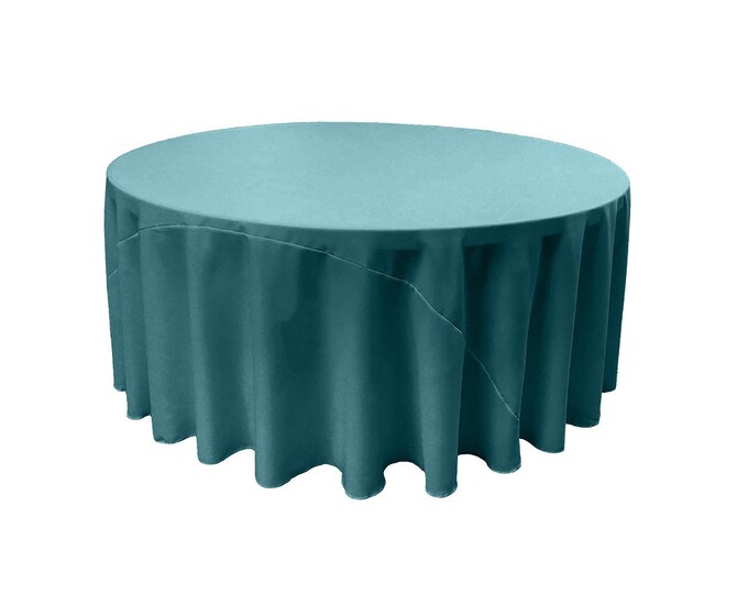 Seafoam - Solid Round Polyester Poplin Tablecloth With Seamless.