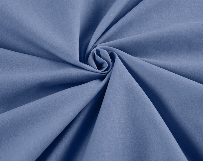 Coppen Blue - 58-59" Wide Premium Light Weight Poly Cotton Blend Broadcloth Fabric Sold By The Yard.