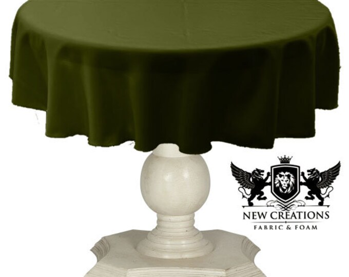 Olive Green Tablecloth Solid Dull Bridal Satin Overlay for Small Coffee Table Seamless.