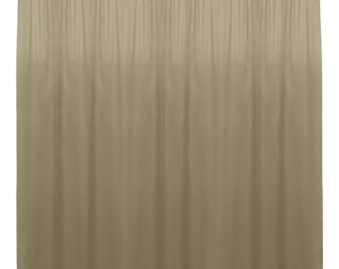 Khaki SEAMLESS Backdrop Drape Panel, All Sizes Available in Polyester Poplin, Party Supplies Curtains.