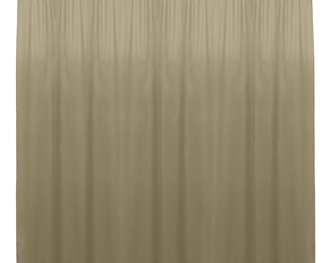 Khaki SEAMLESS Backdrop Drape Panel, All Sizes Available in Polyester Poplin, Party Supplies Curtains.