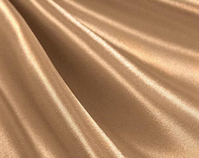 Camel Charmeuse Light Weight Charmeuse Satin Fabric for Wedding Dress 60" inches wide sold by The Yard.