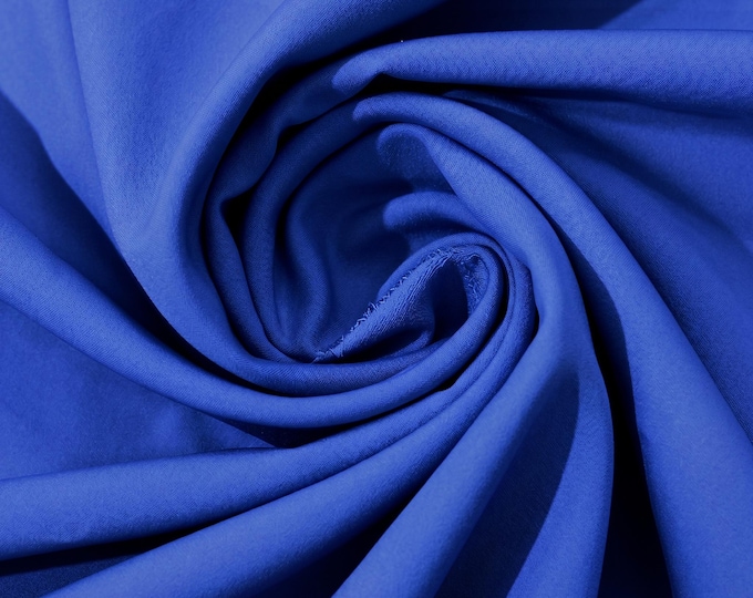 Royal Blue Stretch Crepe Fabric by Yard, Matte Poly Spandex Bridal Crepe 4 Way Stretch Apparel Fabric