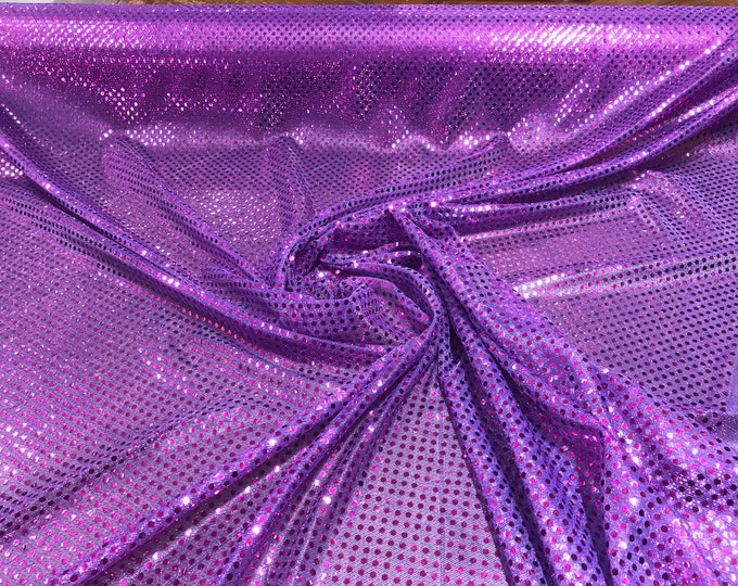Purple 44/45" Wide Faux Sequin Light weight Knit Fabric Shiny Dot Confetti for Sewing Costumes Apparel Crafts Sold by The Yard.