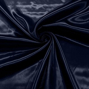 Navy Blue Shiny Charmeuse Satin Fabric for Wedding Dress/Crafts Costumes/58” Wide /Silky Satin image 3