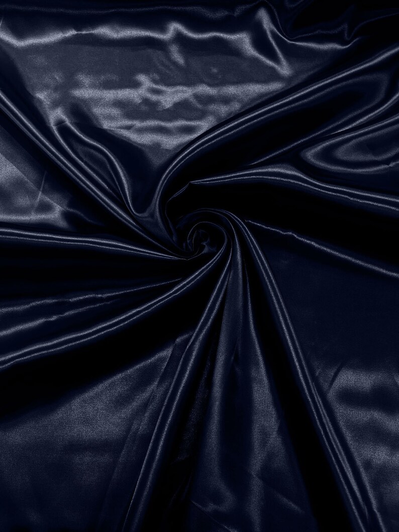 Navy Blue Shiny Charmeuse Satin Fabric for Wedding Dress/Crafts Costumes/58” Wide /Silky Satin image 3