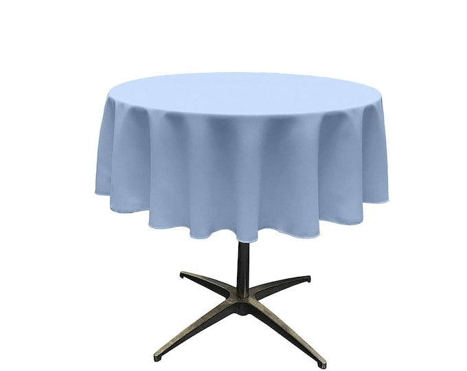 Sky Blue - Solid Round Polyester Poplin Tablecloth Seamless.