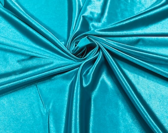 Turquoise Deluxe Shiny Polyester Spandex Fabric Stretch 58" Wide Sold by The Yard.