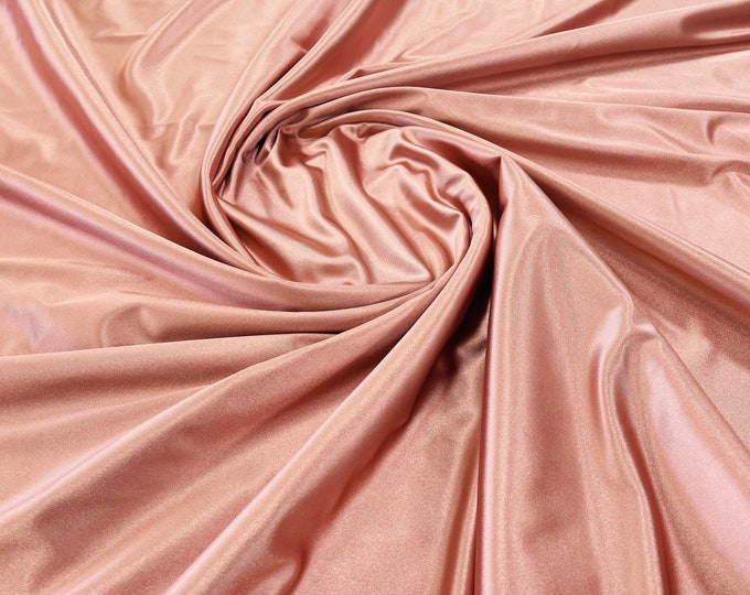 Rose Deluxe Shiny Polyester Spandex Fabric Stretch 58" Wide Sold by The Yard.