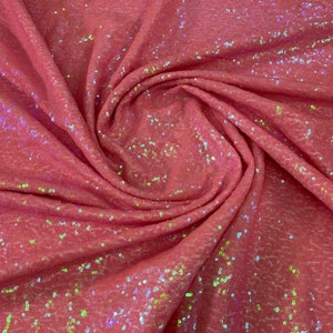 Pink Iridescent Sequins-Dragon Scales Embroider on a Mesh-Sold by the Yard. main image 0