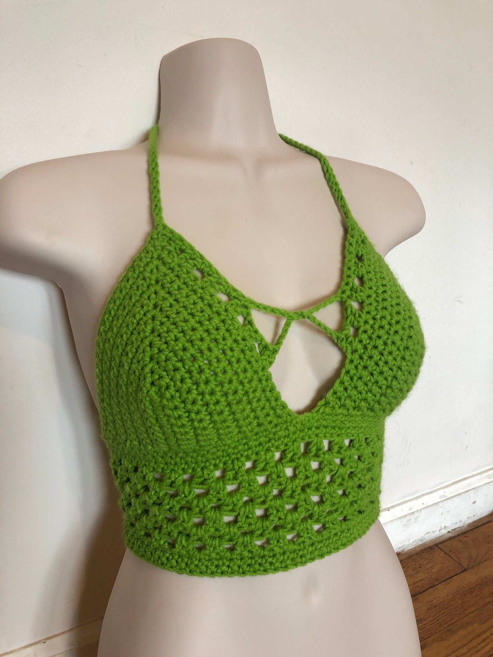 Handmade Lime Green Crochet Halter Crop Top and With Optional Etsy