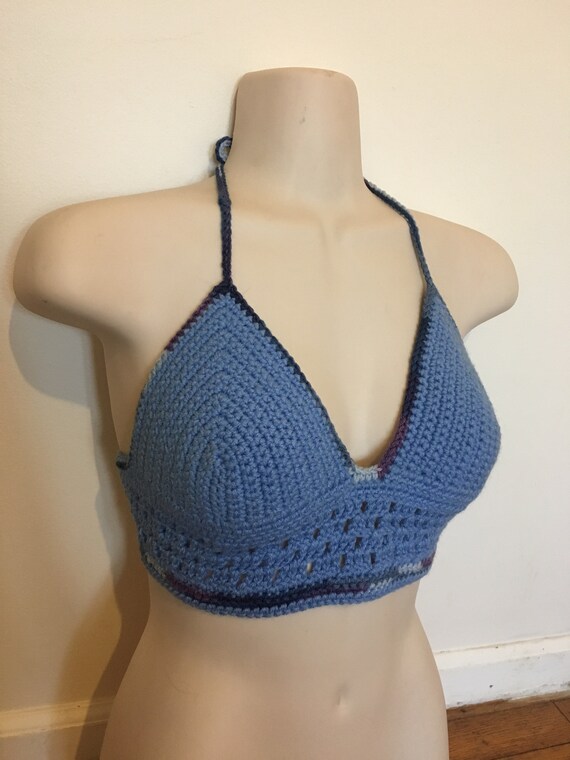 navy blue crochet top