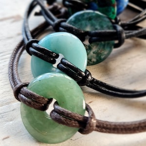 Mans green Aventurine bracelet , adjustable Gemstone bracelet, vegan chakra bracelet, gift for creativity image 4