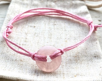 Rose Quartz bracelet, bereavement gift for her. natural crystal for emotional healing and comfort. heart chakra