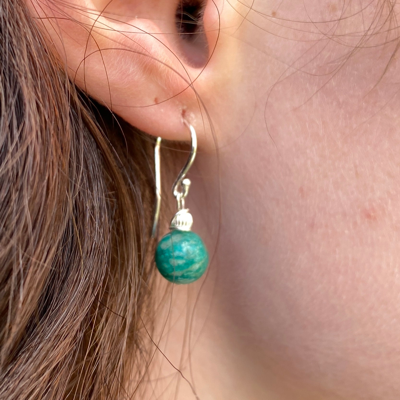 ピアス Mylan sphere drop earrings amazonite Mylan sphere drop earrings amazonite Natural Amazonite Stone