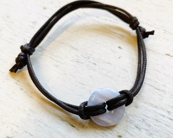 Blue Lace agate adjustable vegan Bracelet, unisex crystal bracelet for a yoga lover .