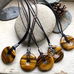 success gift , cool mans necklace, Mans Tigers Eye donut necklace, tiger eye pendant congratulations gift for him,