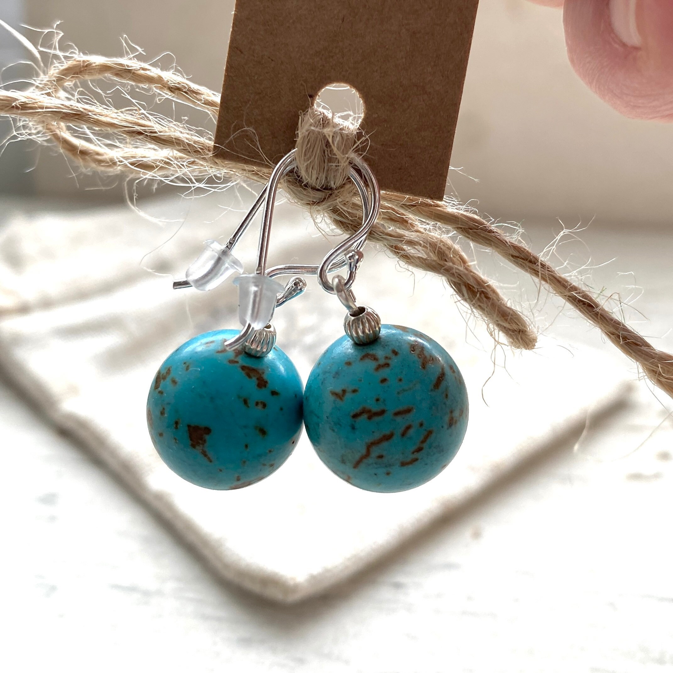 Turquoise Earrings for Wife Turquoise and Silver Drop - Etsy UK