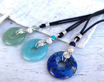 Small Lapis Lazuli pendant,  yoga necklace, throat chakra gift for her, wire wrapped crystal for  creative expression .