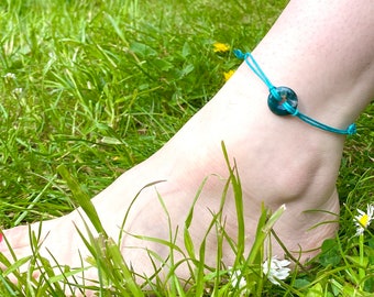 Adjustable Crystal anklets, beach jewellery. A boho gift for her.  Gemstone ankle bracelet for festivals