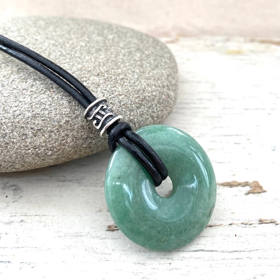 Mens Aventurine Gemstone Pendant Gemini Birthstone Necklace