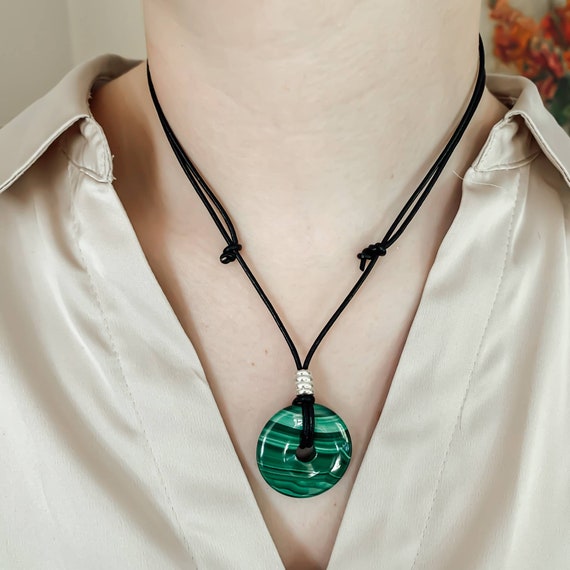 Blue Flow Donut 40mm Pendant With Cotton Ribbon - Gemstone Style Jewellery By Lebensquelle Plus - View #2
