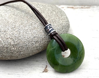 Zodiac necklace for libra man, A quality nephrite Jade necklaces for men, rustic jade pendant , luck gift for him.