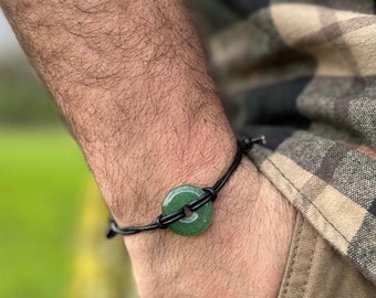 Mans green Aventurine bracelet , adjustable Gemstone bracelet, vegan chakra bracelet, gift for creativity