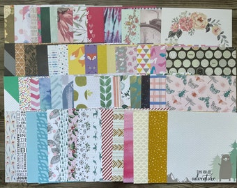 6 x 6 scrapbook paper pack, mixed papers, 59 assorted papers, Destash,scrapbook paper,  variety pack, mixed paper pack, value pack