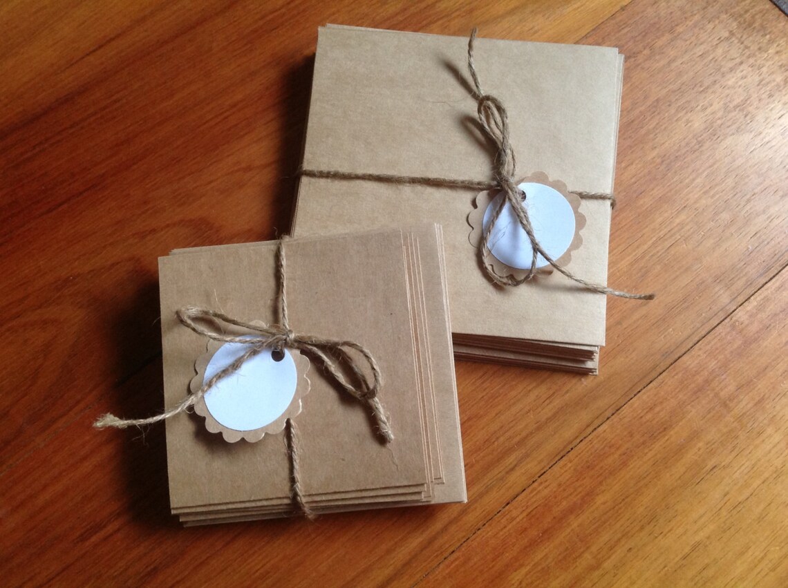 Blank Kraft Cardstock Cards With Envelopes Mini Cards Square Etsy