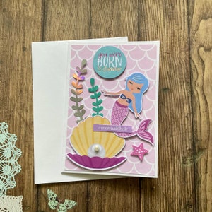 Carte sirène, anniversaire sirène, carte d'anniversaire pour enfants, carte d'anniversaire faite main, carte faite maison, carte d'anniversaire, carte faite main,