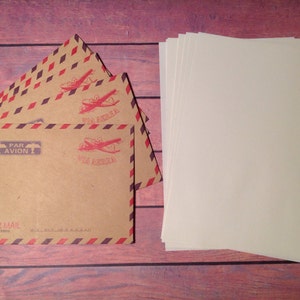 Mini set da scrittura, mini set di cancelleria, mini set da scrittura per posta aerea, set di cancelleria, set da scrittura Kraft e crema, carta da scrittura beige