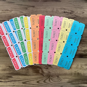 Tickets, carnival tickets, junk journal supplies, craft supplies, ephemera, ticket ephemera, mixed tickets, destash