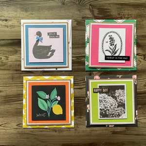 Jeu de cartes, lot de 4 cartes, cartes amusantes, cartes avec enveloppes en papier à motifs, 10 x 10 cartes, mini cartes d'anniversaire