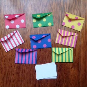 Tiny cards, mini cards and envelope set, fairy notes, tiny stationery, spots and stripes, stationary