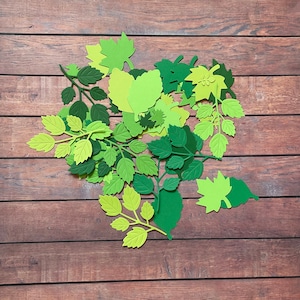 Green Leaf Die Cuts: 50 Cardstock Leaves, Scrapbooking Confetti