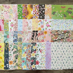 Japans en origamipapier, Japans bloemenpapier, destash, chiyogamipapier, variëteitspakket, gemengd papierpakket, voordeelpakket